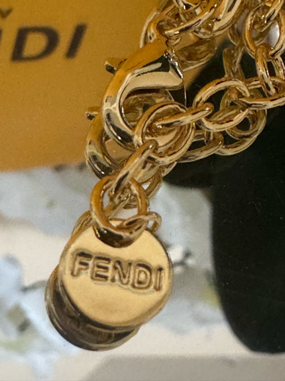 Fendi Gold Chain Necklace with Crystal-Embellished Links - Picture 11 of 14